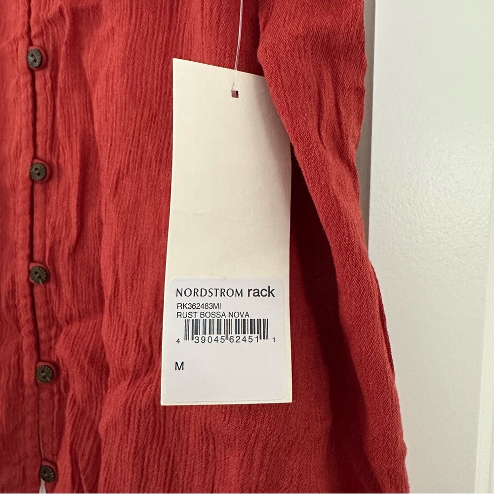NWT Wild Pearl Ruffled Buttoned Tank Top - Red/Orange - Picture 3 of 5